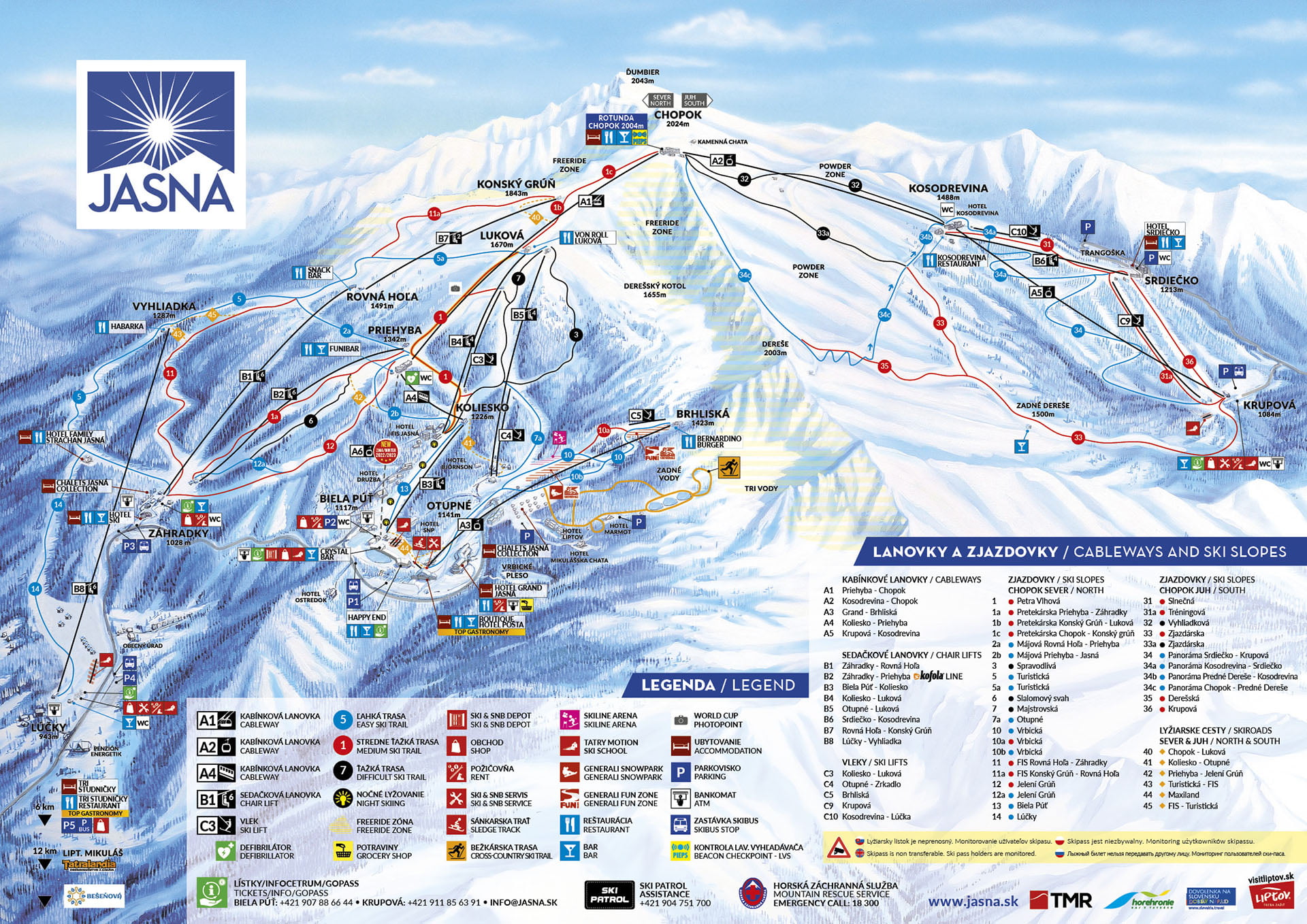Jasna ski map